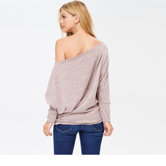 Off-Shoulder Sweater in BLUSH - Picture 3 of 6